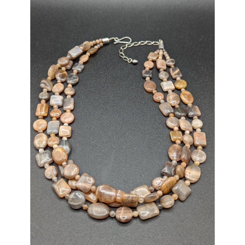 Jay King DTR Desert Rose Trading Layered Multi Row Stone Bead Sterling Necklace